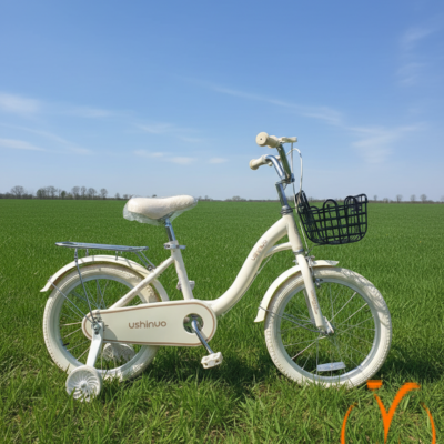 Ushinuo Kids Bicycle – 16 Inch, Cream (For Ages 4–7 Years)