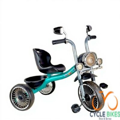 Kids’ Tricycle with Lights & Music – Dark Green With A Vibrant Design And Side Mirrors