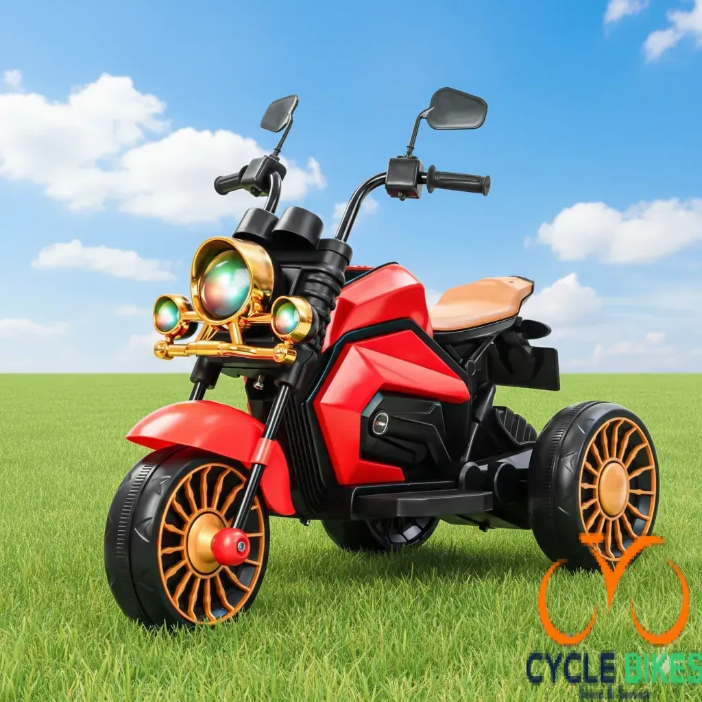 [KM3849] PR Baybee Kids Electric Ride-On Bike – Red, Battery Operated