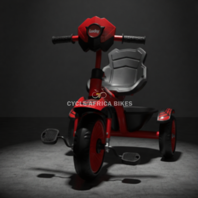 [TC4566] Lucky Kids Tricycle – Stable 3-Wheel Toddler Ride-On Bike (Red & Black)